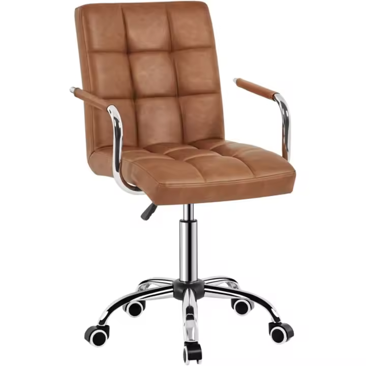Silla de Oficina Giratoria con Ruedas Ajustable en Altura, Carga Máxima 120Kg, Resalto Marrón Claro - 1