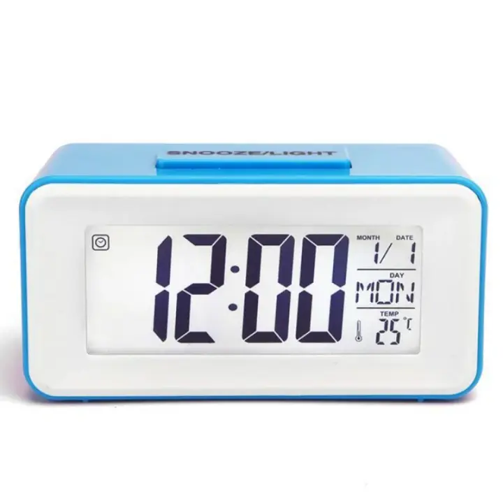 Reloj Digital de escritorio con Control de sonido, retroiluminación, repetición de 12/24 H, 8 tonos de llamada de alarma para dormitorios, reloj electrónico simple para niños - 1