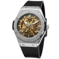 Moda casual plata esqueleto hueco reloj mecánico automático para hombres - details 6