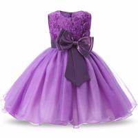 Elegante Vestido de Princesa para Niñas Talla de Flor Elegante Grandes Lazos - details 17
