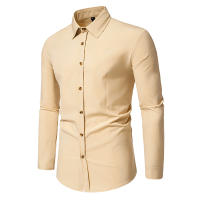 Camisa de manga larga con botones para hombre, camisa informal de negocios, Color sólido, cómoda, Social, Oficina, blusa blanca y negra, moda de otoño - details 54