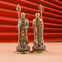 Pie de latón puro, adornos, muebles, sala de estar, salón budista, decoración de escritorio, artesanías, rey Buda tibetano - details 5