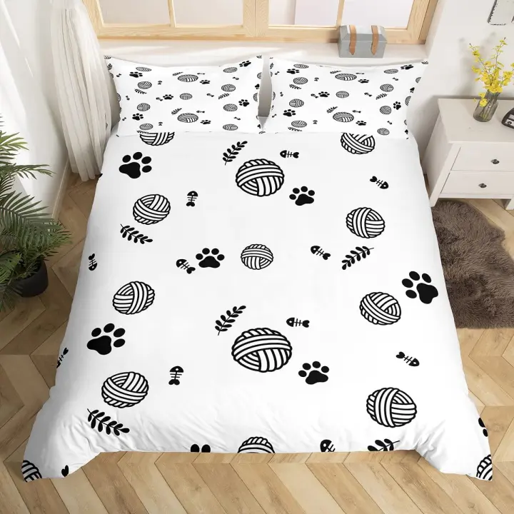 Funda de Edredón de Gato con Patas Kawaii Juego de Ropa de Cama de Poliéster para Gatitos Felizes - 1
