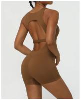 Traje de Yoga de Color sólido para mujer, traje deportivo sin costuras con espalda alta y realce de cadera, ropa deportiva transpirable de secado rápido para exteriores - details 7