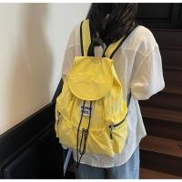 Mochilas simples de Color sólido con cordón, bolsos de hombro fruncidos de nailon de gran capacidad, mochila escolar informal ligera para estudiantes, viaje - details 4