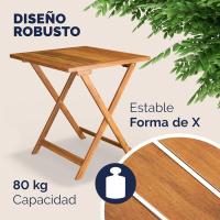 Conjunto Muebles de Balcón 3 Mesa 2 Sillas Plegables Juego Completo Jardín Terraza Madera Acacia - details 4