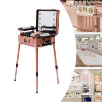 Maletín de maquillaje grande, maletín de peluquería con 4 ruedas universales, espejo transparente grande y pata de apoyo - details 11
