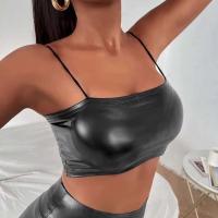 Camisetas sin mangas eróticas con purpurina para mujer, chaleco de charol para mujer, Top corto Sexy con tirantes finos 2022 - details 9