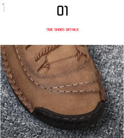 Zapatos informales para hombre, zapatos antideslizantes transpirables de cuero Unisex para caminar, zapatos cosidos a mano para mujer - details 1