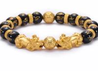 Pulsera de obsidiana de regalo doble Pixiu Feng Shui para hombre y mujer, joyería de amuleto de buena suerte hecha a mano - details 1