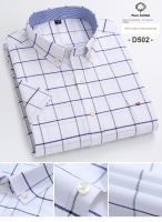 Camisa Oxford 100% de algodón para hombre, ropa de verano a rayas a cuadros de manga corta para hombre, camisa de vestir de corte Regular de negocios de gran tamaño 7XL 6XL - details 6