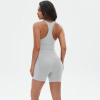 Conjunto deportivo Top deportivo transpirable, secado rápido, cuello en V, tejido de nailon - details 21