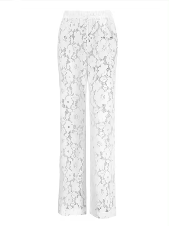 Pantalones acampanados de diseño hueco de moda de cintura alta para mujer - 1