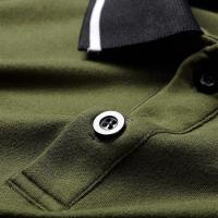 Fashionable Men's Striped Trim Printed Button Front Polo Shirt, Summer Clothing, Casual, Soft and Comfortable Short Sleeves - details 1