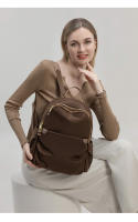 Bolso trasero para mujer, mochila antirrobo, bolsos estéticos de tendencia informal para mujer, bolsa de libros de lona resistente a la suciedad de Color café, resistente al desgaste - details 15