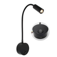 Luz de lectura de montaje en pared con puerto de carga USB, interruptor de mesita de noche LED, lámpara de pared con cuello de cisne Flexible, negro, plateado, blanco, 4000K, 3W - details 3