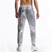 Modo Superficie brillante estampage à chaud hommes pantalons décontractés Harajuku Hip Hop Disco danse Streetwear cordon discothèque pantalon - details 21