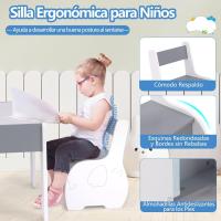 Juego de mesa y silla infantil 4 en 1, mesa infantil de madera con 2 sillas, manualidades, dibujo, lectura, mesa infantil con almacenamiento, pizarra desmontable para guardería (verde) - details 30