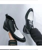 2023 nuevos zapatos de cuero antideslizantes con cordones altos de negocios a la moda para hombres - details 12