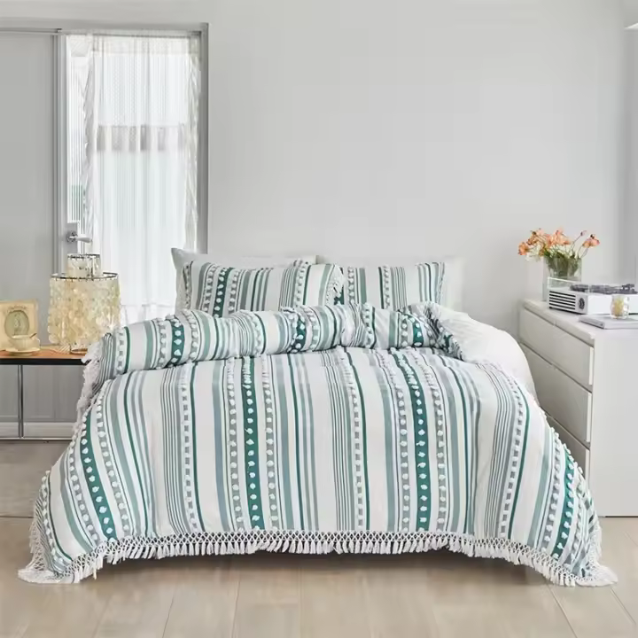 Juego de funda de edredón King Size con borlas, edredón de alta calidad, manta Bohemia y funda de almohada - 1