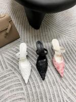 Nuevos tacones altos puntiagudos, hilo de malla para mujer, una palabra con boca ligera, cabeza de bolso estilo hada de moda, medias zapatillas. - details 40