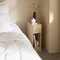 Auxiliares para Salón Mesilla de Noche Estrecha para Dormitorio con 1 Cajón y 1 Compartimento Abierto Blanco y Madera 20 x 35 x 60 cm FBT111-WNx2 ES - details 20