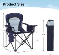 Silla de Camping Plegable de Gran Tamaño Azul Soporte de 450 Libras Silla Deportiva para Césped con Portavasos y Bolsa Térmica - details 8