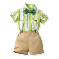 Conjunto de verano para niños, camisa elegante para bebé, monos de estilo coreano para niños, conjunto de traje de caballero de boda con lazo - details 7
