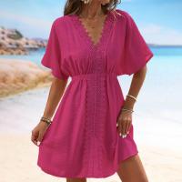 Vestido Cubrebikini Elegante Estilo Boho Chic con Escote en V, Mangas Volantes y Tejido Suave - details 13