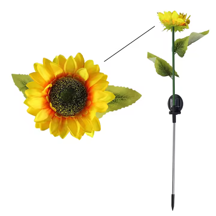 Lámpara Solar de jardín para exteriores, simulación de girasol, césped, paisaje nocturno, decoración del hogar, luz de flores - 1