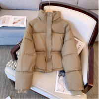 Women short thick cotton padded puffer jacket winter stand collar zipper basic coat outwear - details 18