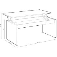 Mesa de Centro Elevable Mueble de Sala Blanco Brillante Medidas 102 cm (Ancho) x 43/52 cm (Alto) x 50 cm (Fondo) - details 20