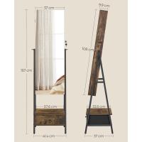 Armario de Joyas con Espejo LED, Joyero con Cerradura, Organizador con Cajón y Estante, Idea de Regalo, Blanco Nube JJC025W01, 41.5x37x157cm - details 9