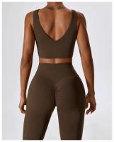Traje de Yoga Deslizante para Mujer Entrenamiento de Baile Secado Rápido Fitness y Ocio Conjunto de Deporte de Dos Piezas Chaleco+Pantalones - details 5