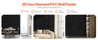 SucceBuy Paneles de pared 3D, paquete de 33 azulejos de diamante de PVC de 11,81 x 11,81 pulgadas, cobertura de 32 pies cuadrados, panel de pared decorativo moderno, negro mate - details 0