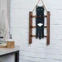 Toallas de mano de gato divertidas para decoración de baño, toalla de gato para Decoración de cocina, lindas toallas de cara colgantes, súper absorbentes suaves A + B - details 3
