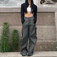 Pantalones cargo de mujer con cómoda cintura elástica y bolsillos - details 3