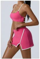 Conjunto de dos piezas de sujetador y pantalones cortos de entrenamiento de yoga, conjunto deportivo de mujer Fiess yoga Tre elástico de retales - details 13