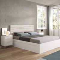 Noche, Cabecero para Cama de Matrimonio, Modelo Dulce, Blanco Artik y Blanco Velho, Medidas - details 1