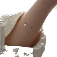 S Pulsera chapada en oro de plata pura para mujer, joyería de mano ultrafina con pasador de corazón inglés Simple elegante y versátil - details 0