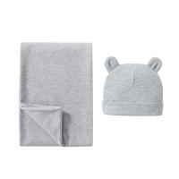 Traje de Pañales de Algodón 100% Manta Fular de Bebé de Doble Cara Juego de Gorro para Recién Nacido - details 2
