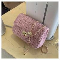 Bolso Cruzado de Tweed para Mujer Correa Ajustable Patrón a Cuadros Cierre de Cremallera Duradero - details 5
