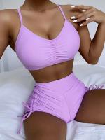 Bikinis con cordón frontal, cintura alta para mujer, bañadores de mujer, bañador para nadar, ropa de playa 2025 - details 88