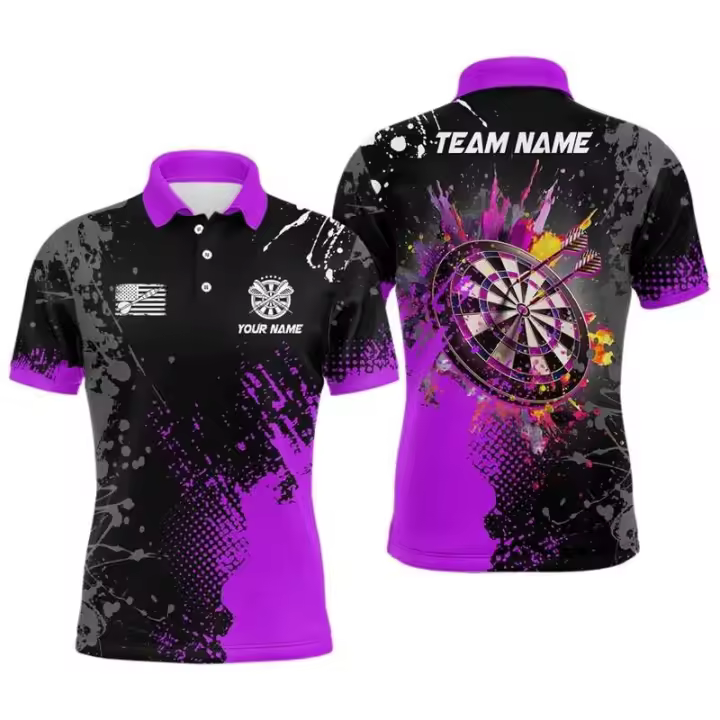 Camisas gráficas de dardos de tendencia para hombres, moda de verano, nombre personalizado, uniformes de equipo deportivo impresos en 3D, camisa informal de gran tamaño - 1