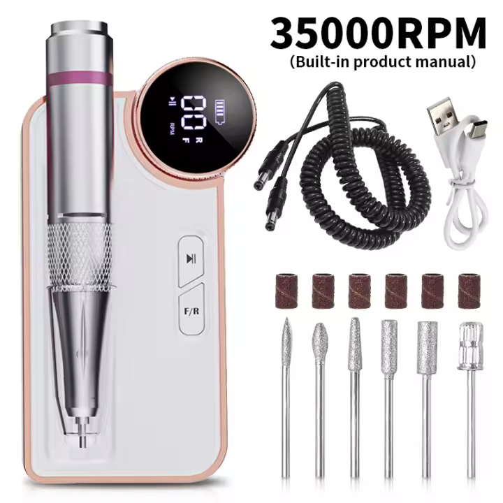 Kit de Taladro para Uñas Profesional 350000RPM con Cabeza de Arena de Uñas - 1