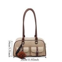 Bolso de hombro de cuero de gran capacidad, diseño de alta gama, estilo simple, con doble bolsillo, bolso de hombro único, bolso de mano minimalista. - details 0