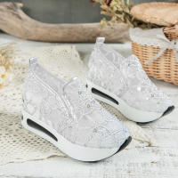 Zapatillas de deporte de malla con bordado Floral para mujer, zapatos de tacón cómodos informales sin cordones, novedad de 2023 - details 4