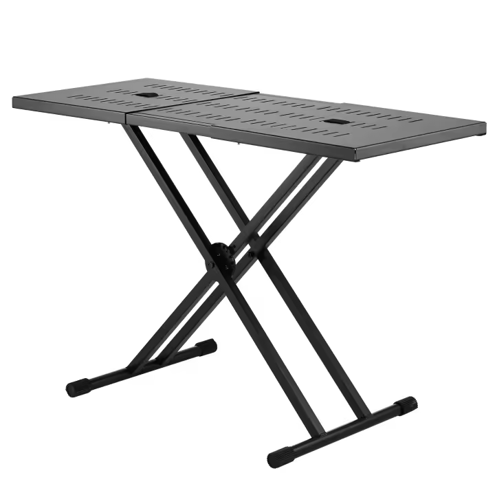 SucceBuy Soporte de mesa para DJ, (32-43) x 18 Soporte ajustable para computadora portátil y controlador de DJ, Escritorio portátil liviano para DJ con marco plegable de doble X, perfecto para mezcladores de audio y teclados - 1
