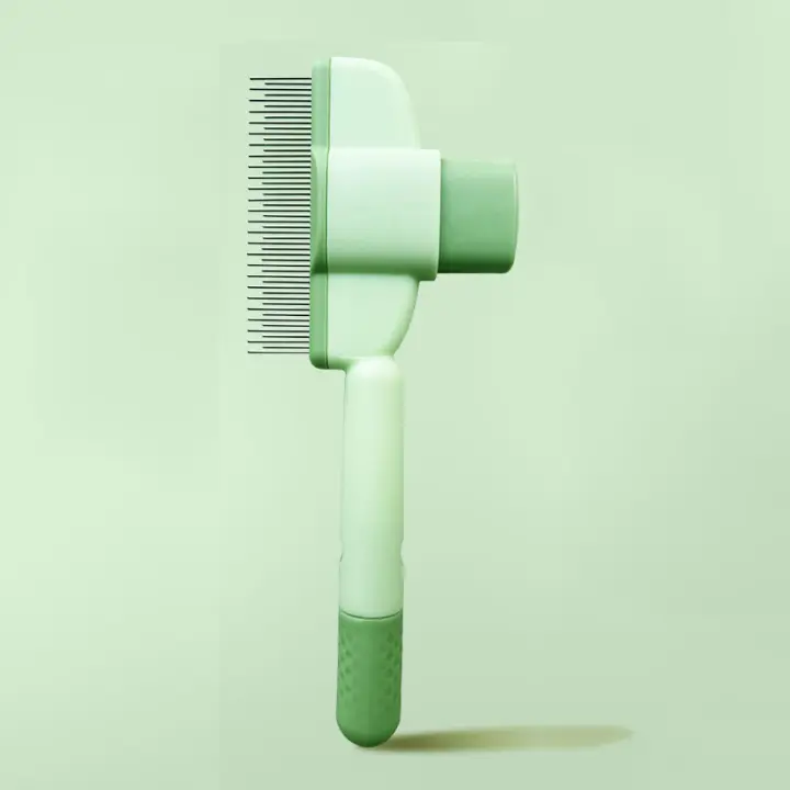 Cepillo limpiador de pelo para mascotas, cepillo para peinar mascotas con botón de depilación, cepillo para peinar mascotas, removedor de pelo para mascotas, para cabello corto y rizado largo - 1