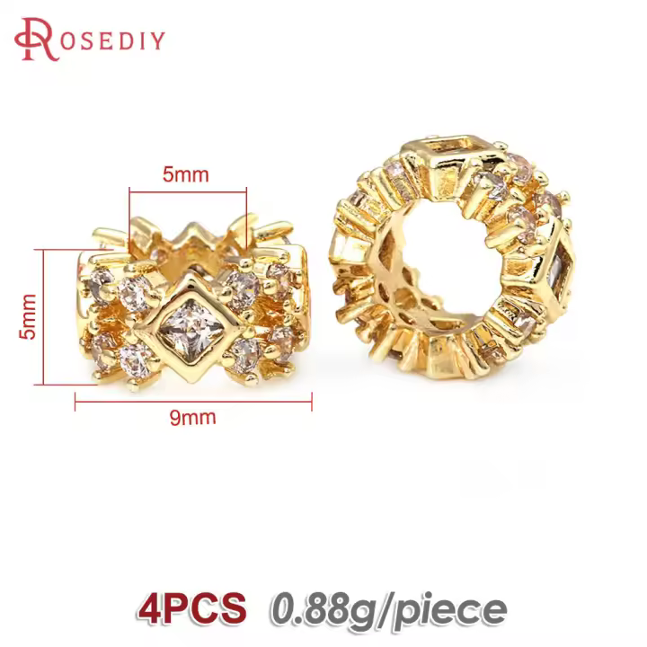 Cuentas de Zirconio de Metal de Alta Calidad Accesorios de Joyería DIY con Aguja de Cilindro de Agujero Grande 4PCS Hechos en China - 1